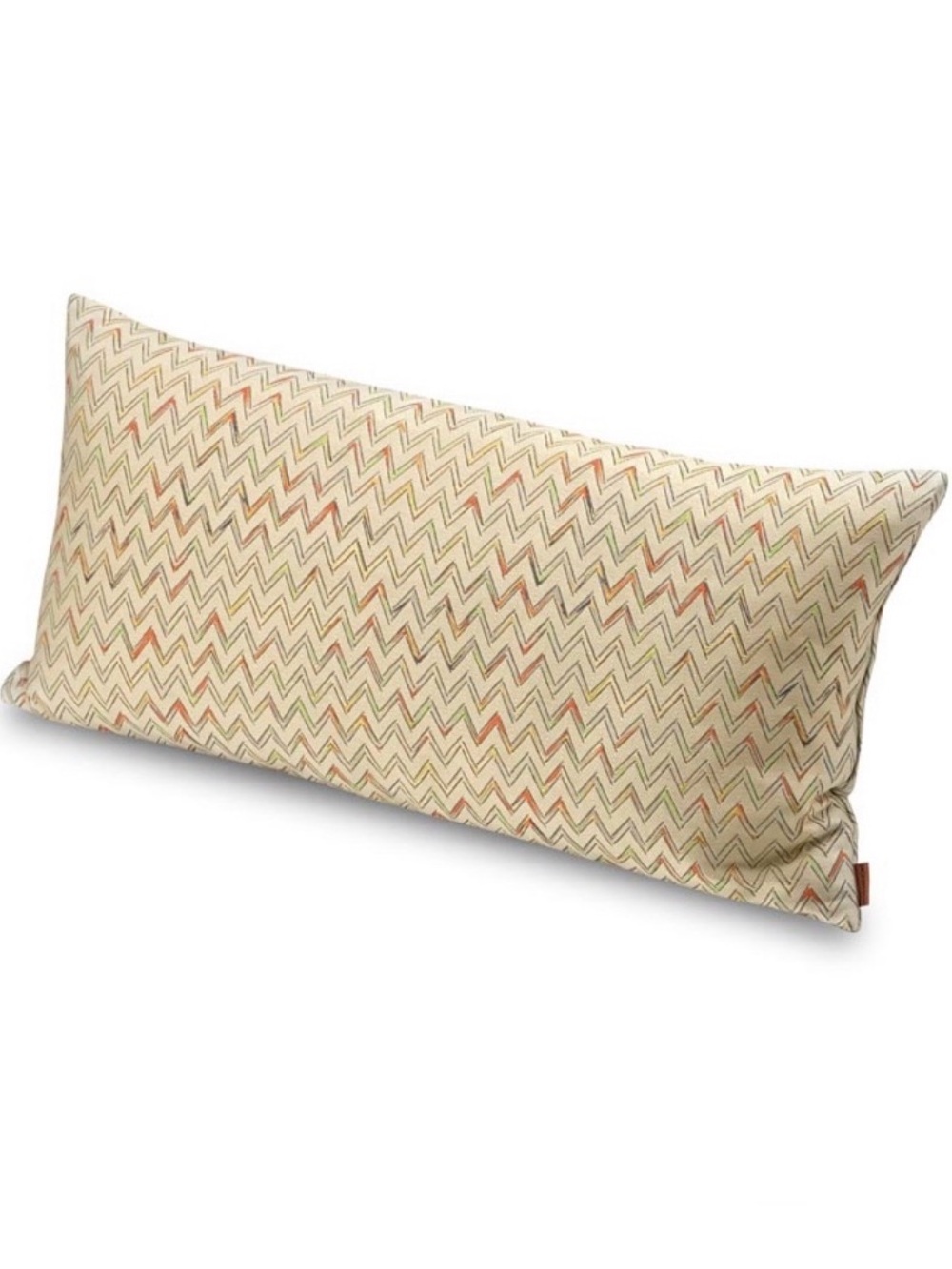 Missoni Zigzag Chevron Lumbar Pillow in Cream with Coral and Sage Accents